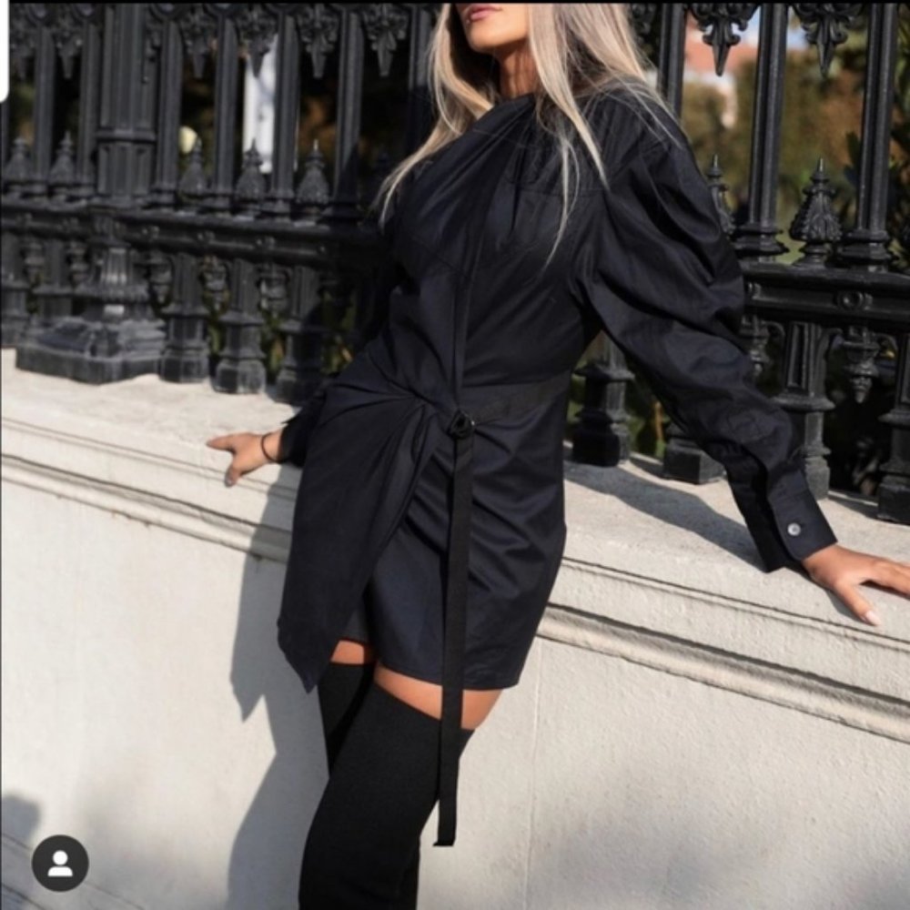 Zara Knot Black Mini Dress XS - Picture 2 of 8